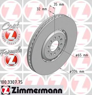 100.3307.75 ZIMMERMANN Brake System Brake Disc