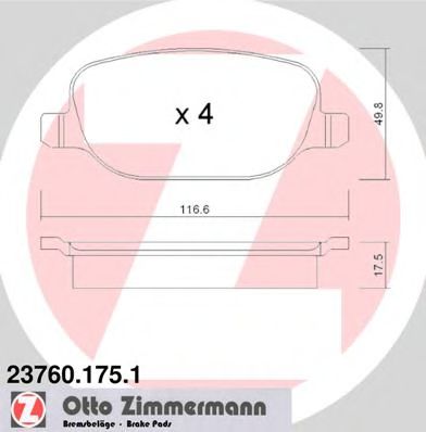 23760.175.1 ZIMMERMANN Brake Pad Set, disc brake