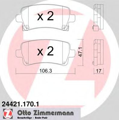 24421.170.1 ZIMMERMANN Brake System Brake Pad Set, disc brake