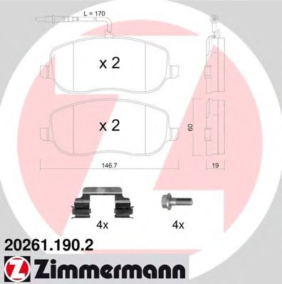 20261.190.2 ZIMMERMANN Brake Pad Set, disc brake