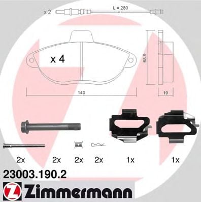 23003.190.2 ZIMMERMANN Brake System Brake Pad Set, disc brake