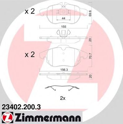 23402.200.3 ZIMMERMANN Brake Pad Set, disc brake