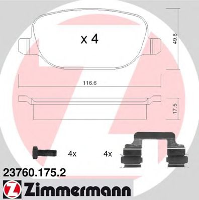 237601752 ZIMMERMANN Brake Pad Set, disc brake