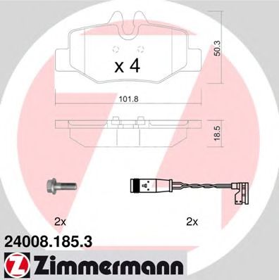 24008.185.3 ZIMMERMANN Тормозная система Комплект тормозных колодок, дисковый тормоз