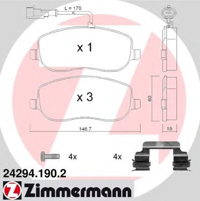 24294.190.2 ZIMMERMANN Brake System Brake Pad Set, disc brake