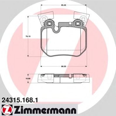 24315.168.1 ZIMMERMANN Brake System Brake Pad Set, disc brake
