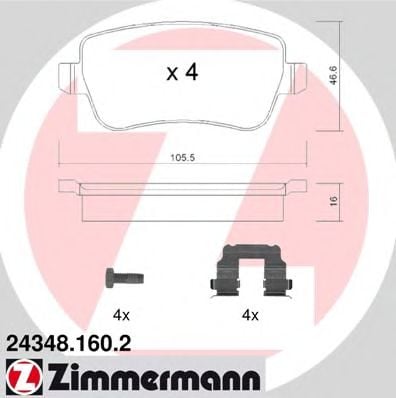 24348.160.2 ZIMMERMANN Brake System Brake Pad Set, disc brake