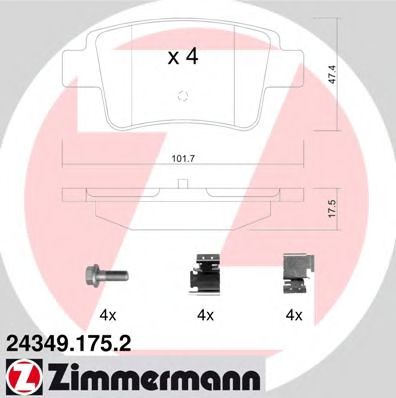 24349.175.2 ZIMMERMANN Brake Pad Set, disc brake