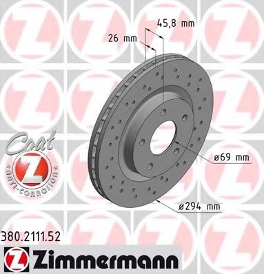 380.2111.52 ZIMMERMANN Brake System Brake Disc