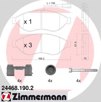 24468.190.2 ZIMMERMANN Тормозная система Комплект тормозных колодок, дисковый тормоз