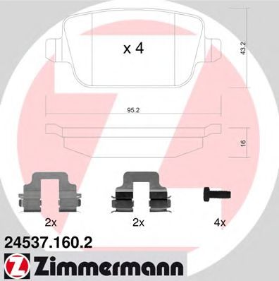 24537.160.2 ZIMMERMANN Brake System Brake Pad Set, disc brake
