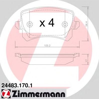 24483.170.1 ZIMMERMANN Brake Pad Set, disc brake