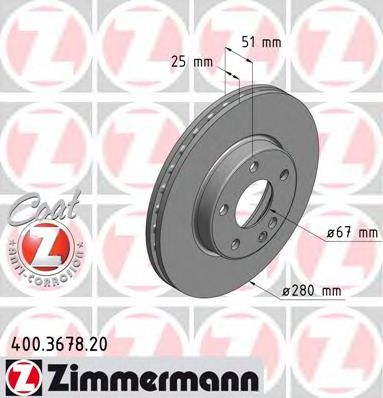 400.3678.20 ZIMMERMANN Brake System Brake Disc
