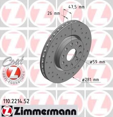 110.2214.52 ZIMMERMANN Brake System Brake Disc