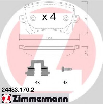 24483.170.2 ZIMMERMANN Brake System Brake Pad Set, disc brake
