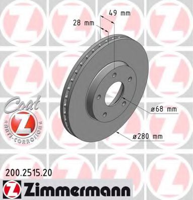 200.2515.20 ZIMMERMANN Brake System Brake Disc