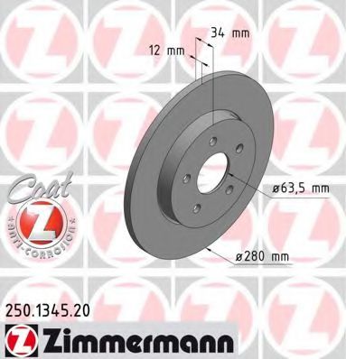 250.1345.20 ZIMMERMANN Brake System Brake Disc