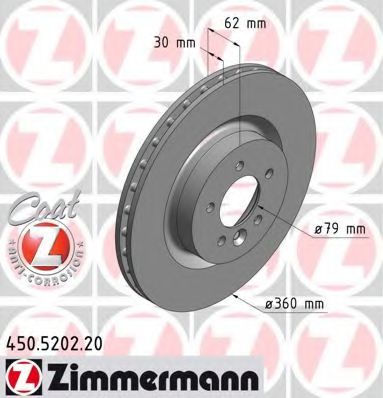450.5202.20 ZIMMERMANN Brake System Brake Disc