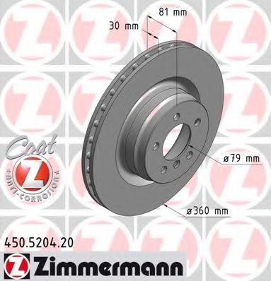 450.5204.20 ZIMMERMANN Brake System Brake Disc