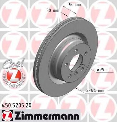 450.5205.20 ZIMMERMANN Brake System Brake Disc