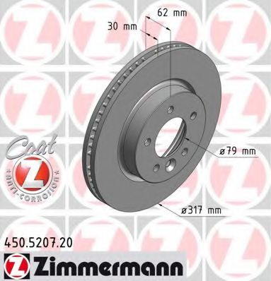 450.5207.20 ZIMMERMANN Brake System Brake Disc