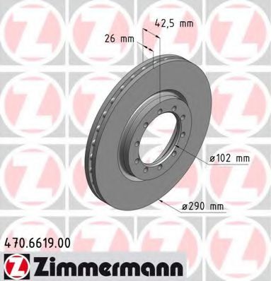 470.6619.00 ZIMMERMANN Brake System Brake Disc