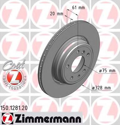 150.1281.20 ZIMMERMANN Brake System Brake Disc
