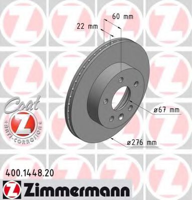 400.1448.20 ZIMMERMANN Brake System Brake Disc