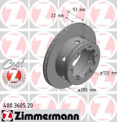 400.3605.20 ZIMMERMANN Brake System Brake Disc