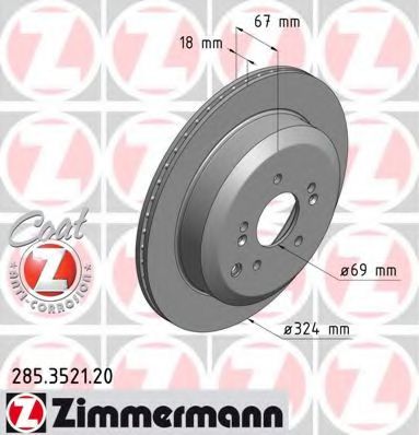 285.3521.20 ZIMMERMANN Brake System Brake Disc