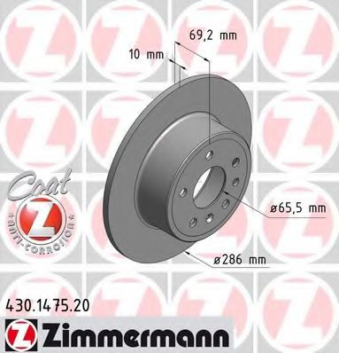 430.1475.20 ZIMMERMANN Brake System Brake Disc