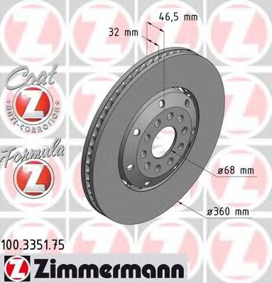 100.3351.75 ZIMMERMANN Brake System Brake Disc