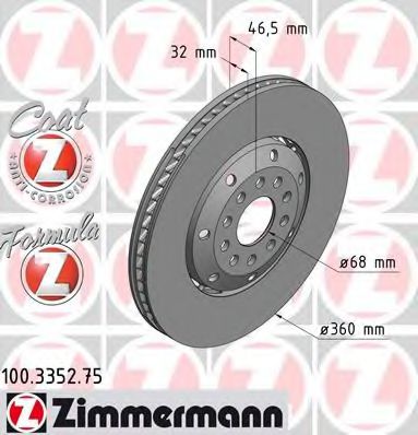 100.3352.75 ZIMMERMANN Brake System Brake Disc