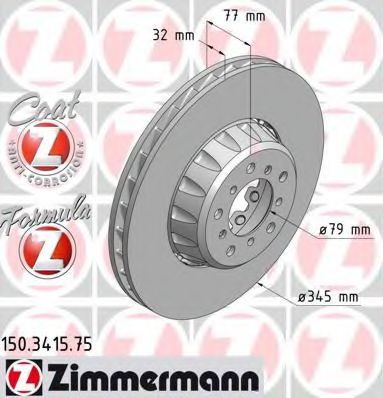 150.3415.75 ZIMMERMANN Brake System Brake Disc