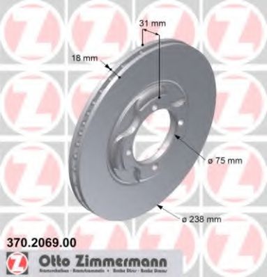 370.2069.00 ZIMMERMANN Brake System Brake Disc