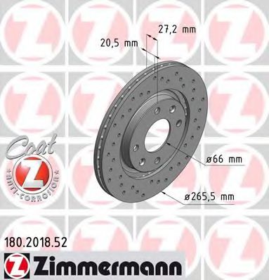 180.2018.52 ZIMMERMANN Brake System Brake Disc