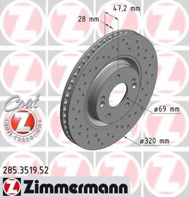 285.3519.52 ZIMMERMANN Brake System Brake Disc