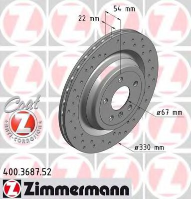 400.3687.52 ZIMMERMANN Brake System Brake Disc