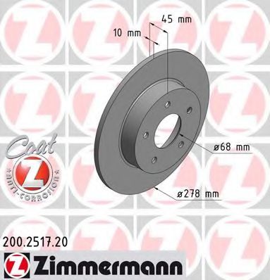 200.2517.20 ZIMMERMANN Brake System Brake Disc