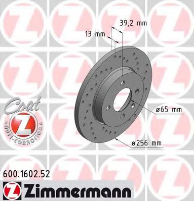 600.1602.52 ZIMMERMANN Brake System Brake Disc