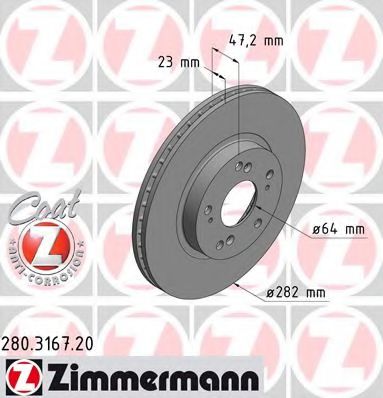 280.3167.20 ZIMMERMANN Brake System Brake Disc