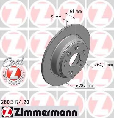280.3174.20 ZIMMERMANN Brake System Brake Disc