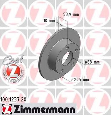 100.1237.20 ZIMMERMANN Brake System Brake Disc