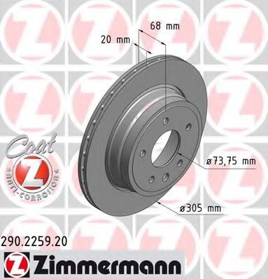 290.2259.20 ZIMMERMANN Brake System Brake Disc