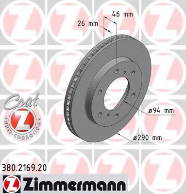 380.2169.20 ZIMMERMANN Brake System Brake Disc