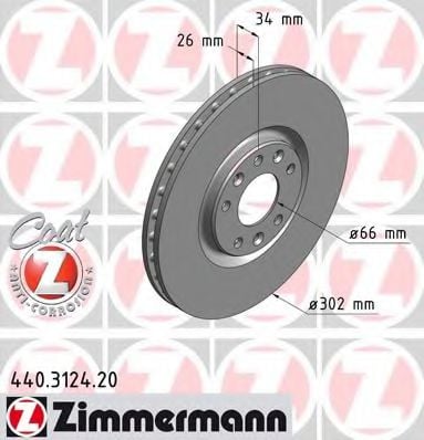 440.3124.20 ZIMMERMANN Brake System Brake Disc
