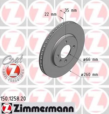 150.1258.20 ZIMMERMANN Brake System Brake Disc