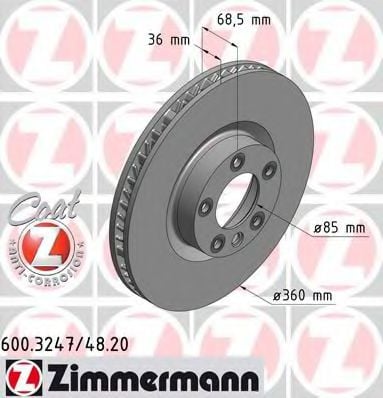600.3247.20 ZIMMERMANN Brake System Brake Disc