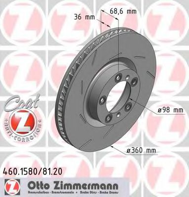 460.1581.20 ZIMMERMANN Brake System Brake Disc