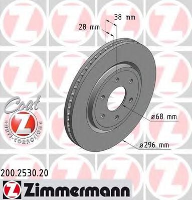 200.2530.20 ZIMMERMANN Brake System Brake Disc
